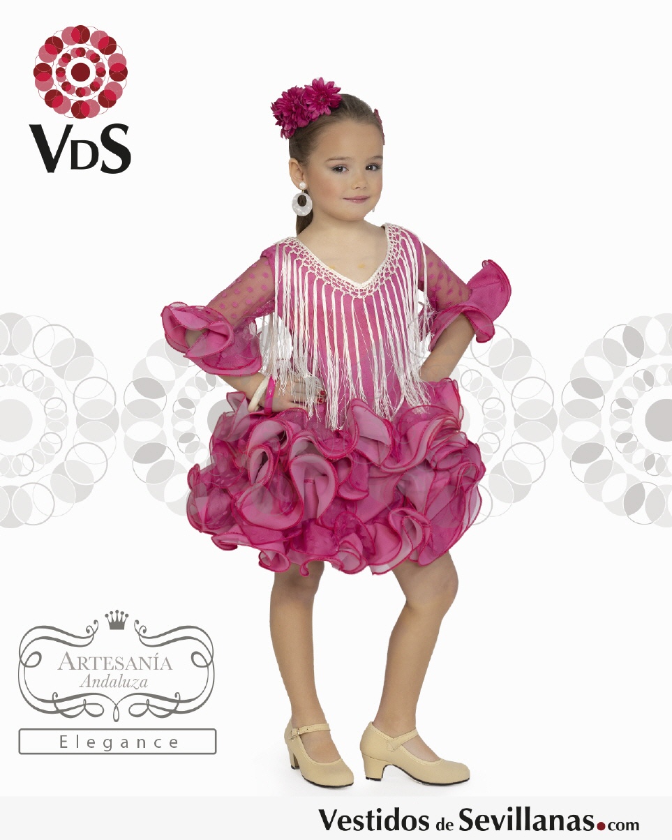 Traje de Flamenca AZ&Uacute;CAR Plumeti_3col