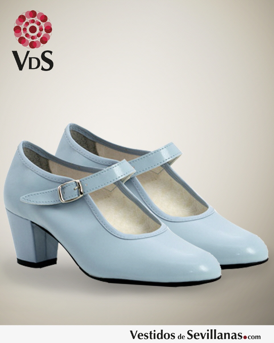 Zapato Flamenco B&Aacute;SICO - Azul celeste_3col