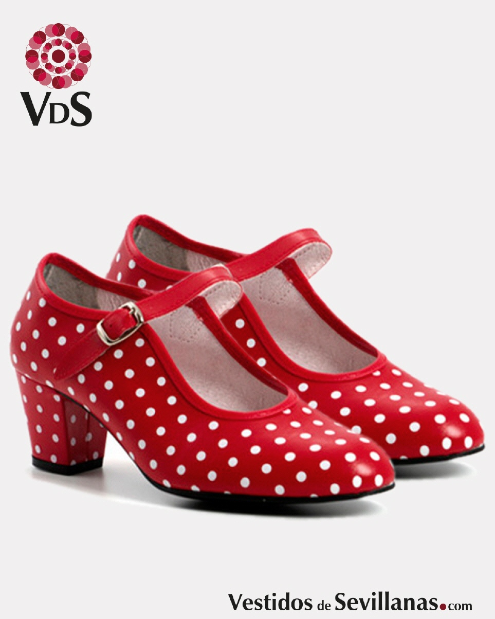 Zapato Flamenco B&Aacute;SICO-Rojo Lunares_3col